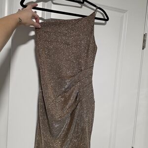 Elegant Brown Glitter Dress